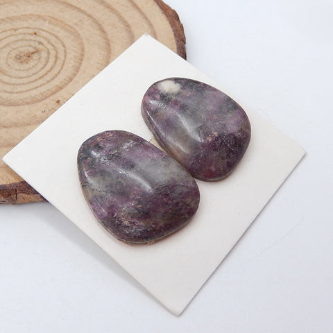 Paire de cabochons en pierres précieuses de sugilite naturelle, 21 x 17 x 4 mm, 5,4 g