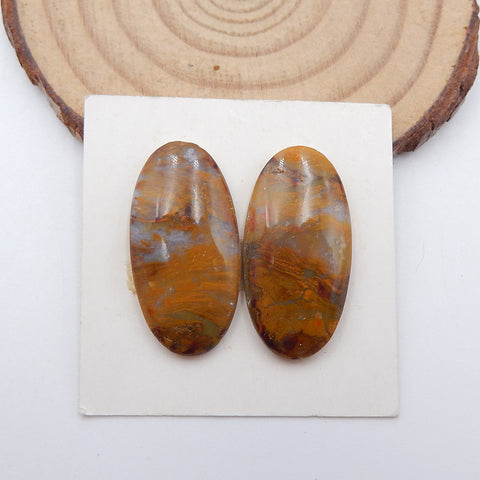 Natural Ocean Jasper Cabochons Paired 26x13x4mm, 4.8g