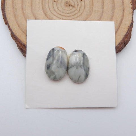 Natural Picasso Jasper Cabochons Paired 15X10X3mm, 1.6g