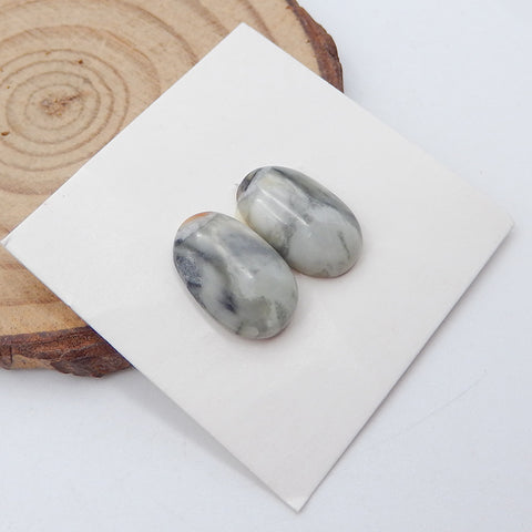 Natural Picasso Jasper Cabochons Paired 15X10X3mm, 1.6g