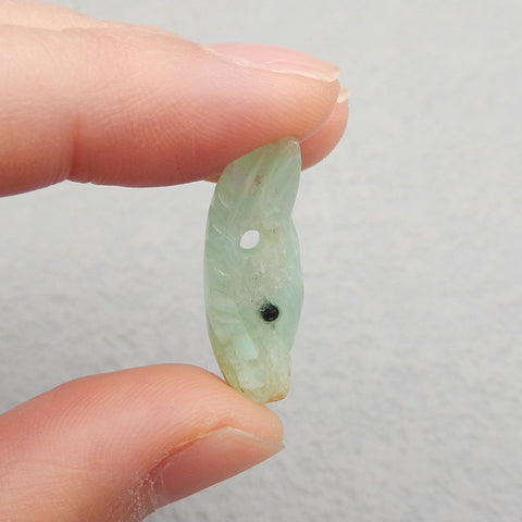 Natural Chrysoprase Carved wolf head Pendant Bead 23x17x9mm, 3.0g