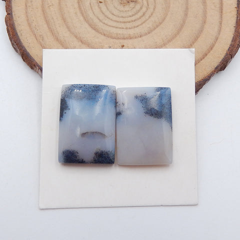 Cabochon naturel en agate dendritique avec pierres précieuses rectangulaires, 19 x 14 x 4 mm, 5,0 g