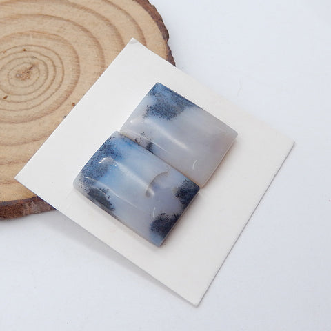 Cabochon naturel en agate dendritique avec pierres précieuses rectangulaires, 19 x 14 x 4 mm, 5,0 g