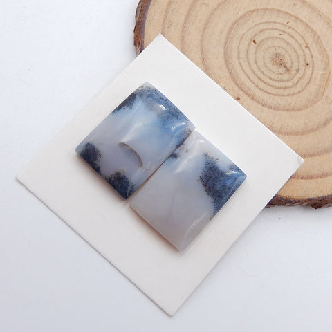 Cabochon naturel en agate dendritique avec pierres précieuses rectangulaires, 19 x 14 x 4 mm, 5,0 g