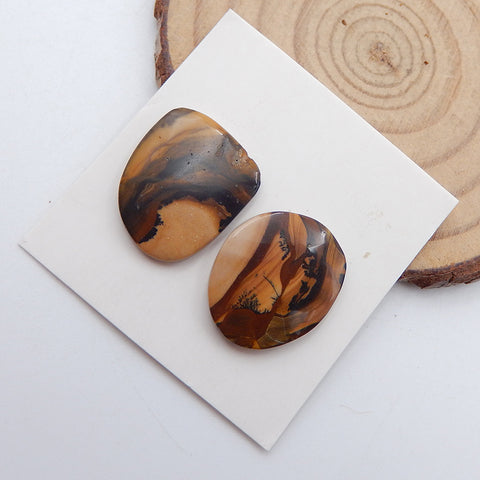 Natural Biggs Jasper Cabochons Paired 18x15x3mm, 2.7g