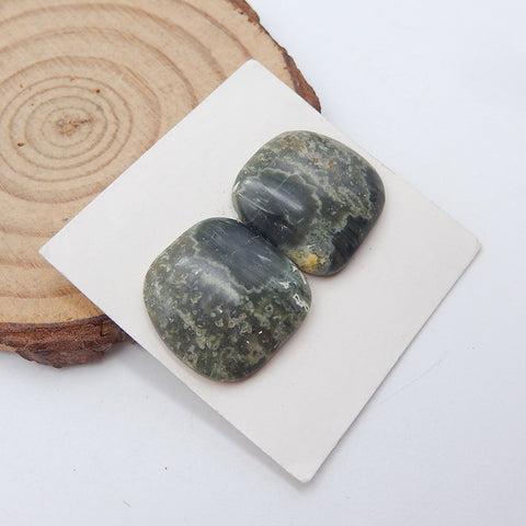 Natural Ocean Jasper Cabochons Paired 17x18mm, 4.8g