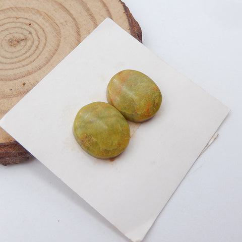 Natural Yellow Opal Cabochons Paired 16X13X4mm, 2.4g