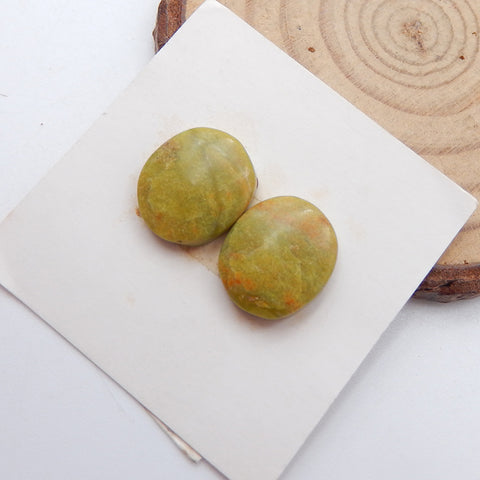 Natural Yellow Opal Cabochons Paired 16X13X4mm, 2.4g