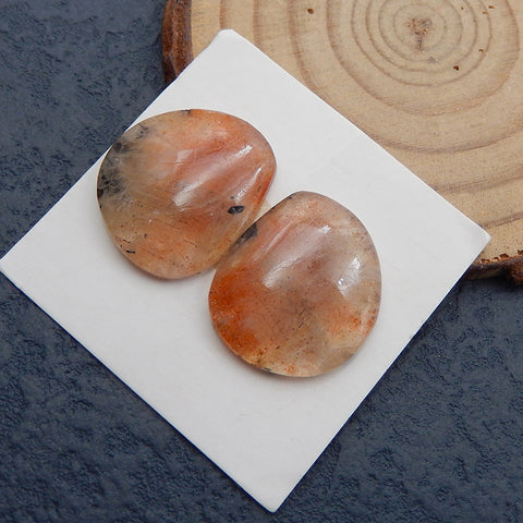 Natural Heliolite Sunstone Cabochons Paired 20x18x4mm, 4.9g