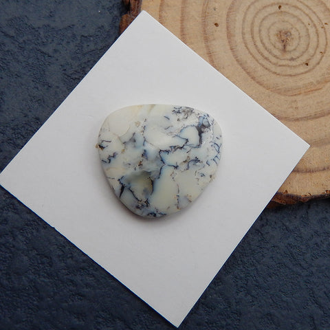 Cabochon naturel en agate dendritique, 21 x 20 x 7 mm, 2,73 g