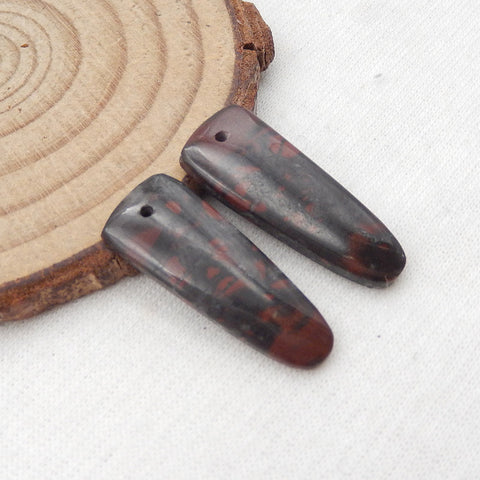 Natural African Blood Stone Earring Beads 26X10X3mm, 3.3g