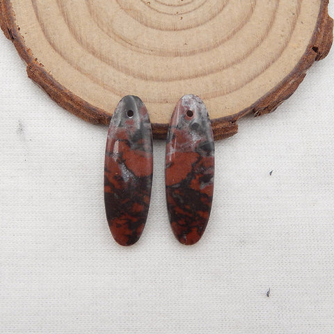 Natural African Blood Stone Earring Beads 28x9x3mm, 3.6g