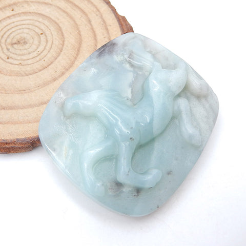 Natural Amazonite Carved Horse Head Cabochon 46x39x10mm, 28.4g