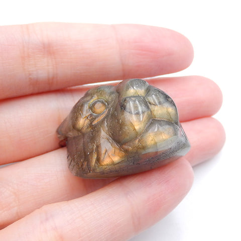 Natural Labradorite Carved leopard head Pendant Bead 30x30x20mm, 24.9g