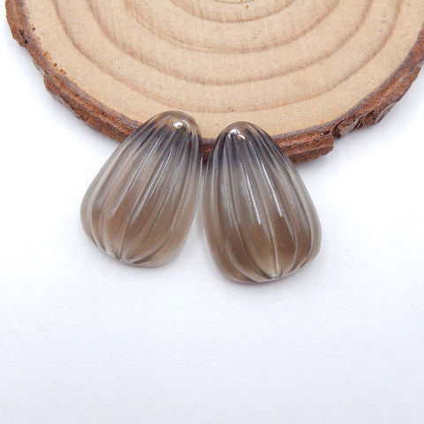 Natural Smoky Quartz Earring Beads 21x15x7mm, 5.7g