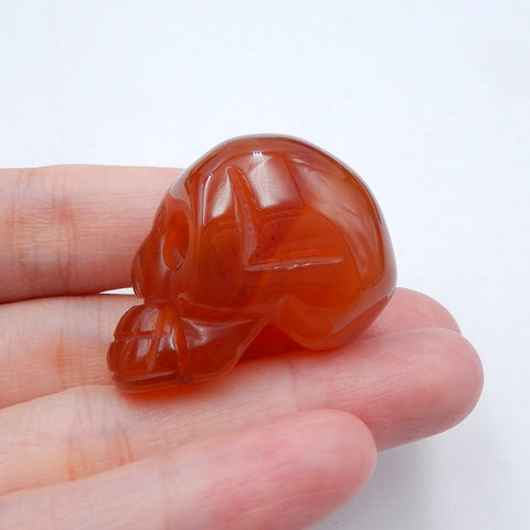 Natural Red agate Carved skull Cabochon 34x19x24mm, 22.9g