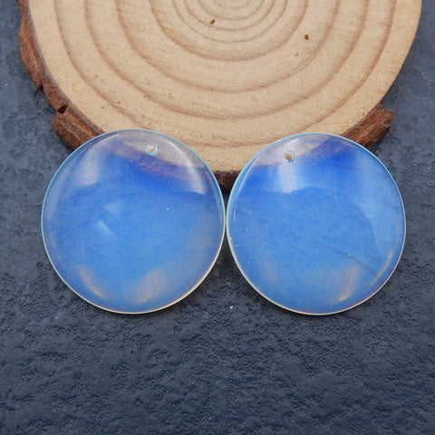 Paire de boucles d'oreilles rondes Opalite, pierre pour la fabrication de boucles d'oreilles, 26x4mm, 8.3g