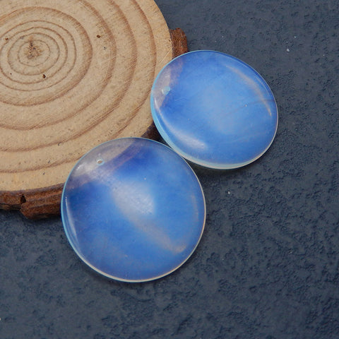 Paire de boucles d'oreilles rondes Opalite, pierre pour la fabrication de boucles d'oreilles, 26x4mm, 8.3g