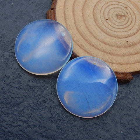 Paire de boucles d'oreilles rondes Opalite, pierre pour la fabrication de boucles d'oreilles, 26x4mm, 8.3g