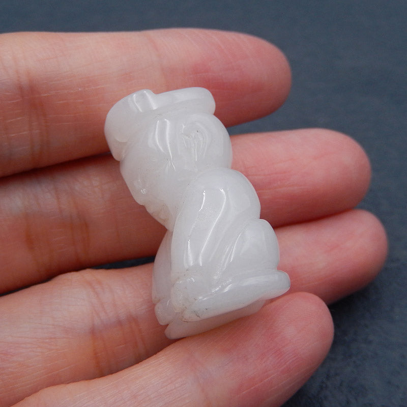Natural White Jade Carvined acient culture Pendant Bead 27x17x14mm, 11g