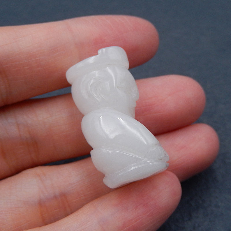 Natural White Jade Carvined acient culture Pendant Bead 27x17x14mm, 11g