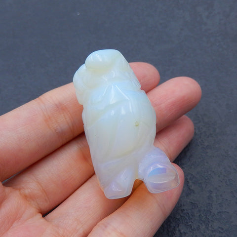 Beau pendentif en opalite sculptée hibou Gemstonne, 40x30x20mm, 34g