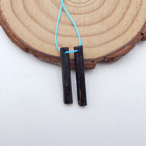 Natural Black Tourmaline Earring Beads 20x3x2mm, 1.1g