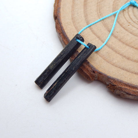 Natural Black Tourmaline Earring Beads 20x3x2mm, 1.1g