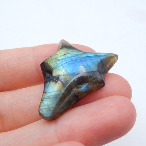 Natural Labradorite Carved wolf head Cabochon 30x23x8mm, 7g