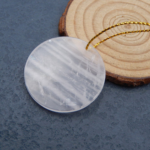 Natural Rose Quartz Pendant Bead 35x35x3mm, 8.5g