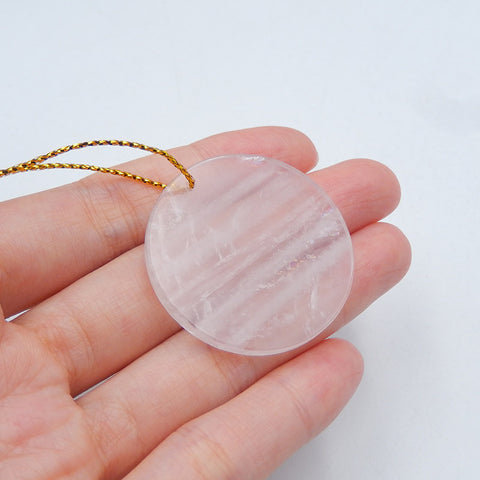 Natural Rose Quartz Pendant Bead 35x35x3mm, 8.5g