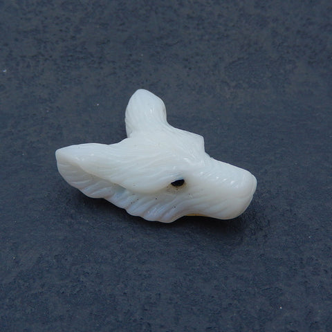 Opalite Carved wolf head Pendant Bead 35x27x13mm, 12.2g