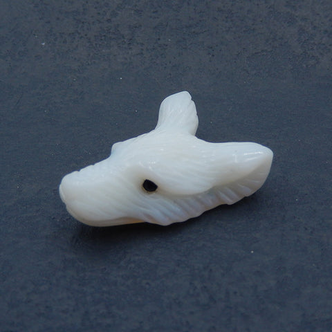 Perle pendentif tête de loup sculptée à la main en opalite, 35x27x13mm, 12.2g