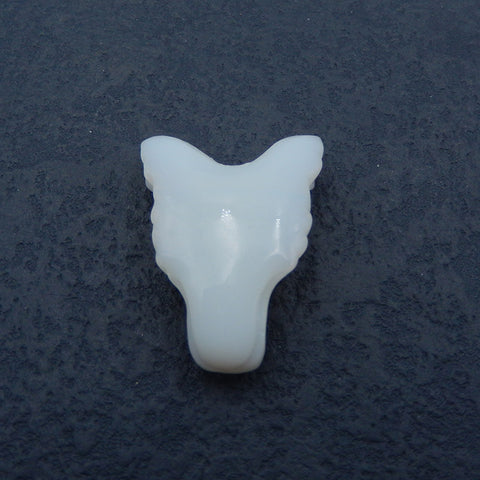 Perle pendentif tête de loup sculptée à la main en opalite, 35x27x13mm, 12.2g