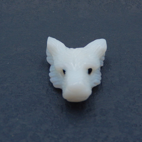 Perle pendentif tête de loup sculptée à la main en opalite, 35x27x13mm, 12.2g