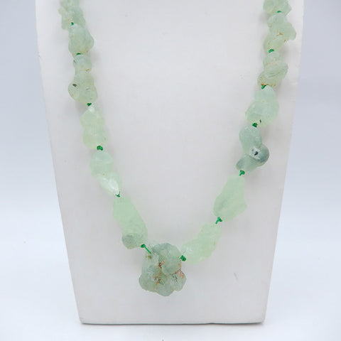 Raw Gemstone Necklaces, Prehnite Gemstone Necklaces Necklace, 925 Silver Buckle Necklace, 22 inch, 76.5g