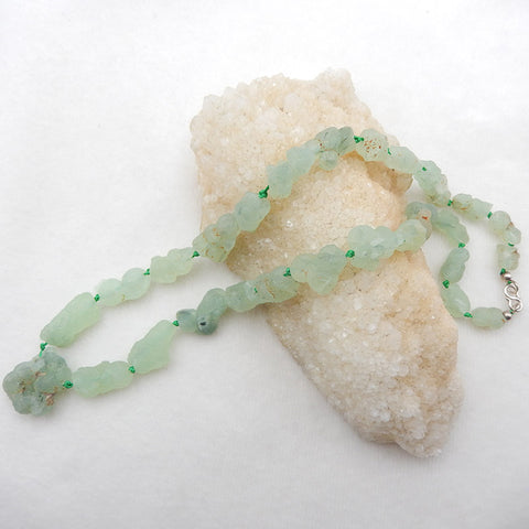 Raw Gemstone Necklaces, Prehnite Gemstone Necklaces Necklace, 925 Silver Buckle Necklace, 22 inch, 76.5g