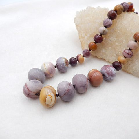 Round Gemstone Necklaces, Mookaite Jasper Gemstone Necklaces Necklace, 925 Silver Buckle Necklace