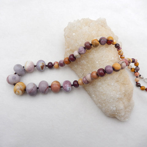 Round Gemstone Necklaces, Mookaite Jasper Gemstone Necklaces Necklace, 925 Silver Buckle Necklace