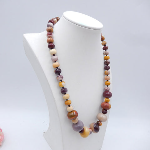 Colliers de pierres précieuses rondes, collier de colliers de pierres précieuses Mookaite Jasper, collier à boucle en argent 925