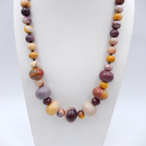 Colliers de pierres précieuses rondes, collier de colliers de pierres précieuses Mookaite Jasper, collier à boucle en argent 925