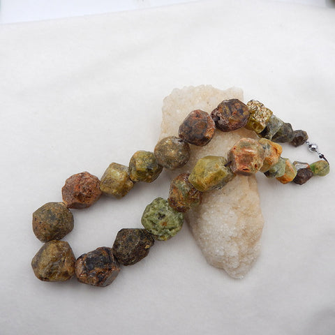 Raw Gemstone Necklaces, Green Garnet Gemstone Necklaces Necklace, 925 Silver Buckle Necklace