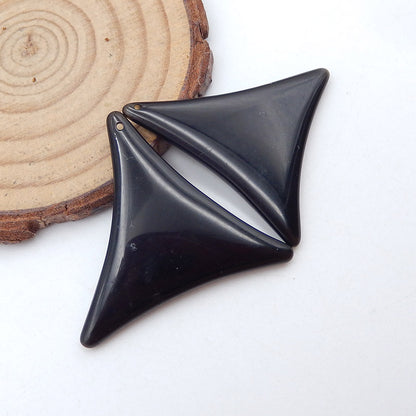 天然黑曜石耳环一对，用于制作耳环的石头，33x30x5mm，8.7g