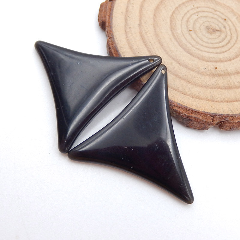 Natural Obsidian Earring Beads 33x30x5mm, 8.7g