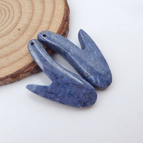 Natural Blue Coral Earring Beads 30X17X5mm, 5.3g