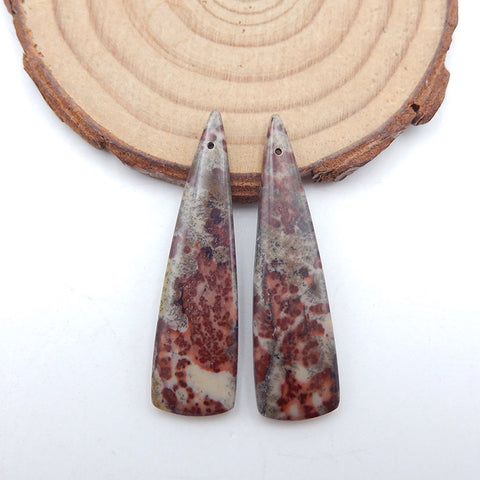 天然 Chohua Jasper 钻孔耳环一对 41x11x4mm,5.8g