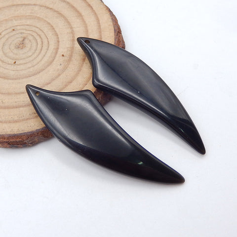 Paire de boucles d'oreilles en obsidienne naturelle, pierre pour la fabrication de boucles d'oreilles, 48X16X4mm, 8.4g