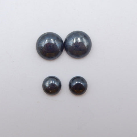 2 Pairs Natural Hematite Cabochons 12x5mm, 8x4mm, 6g