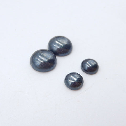 2 Pairs Natural Hematite Cabochons 12x5mm, 8x4mm, 6g