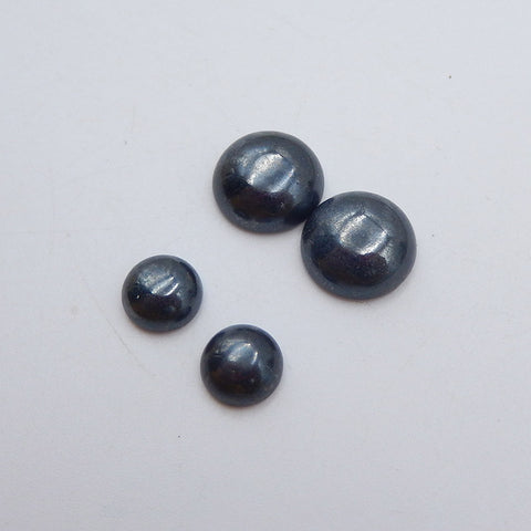 2 Pairs Natural Hematite Cabochons 12x5mm, 8x4mm, 6g